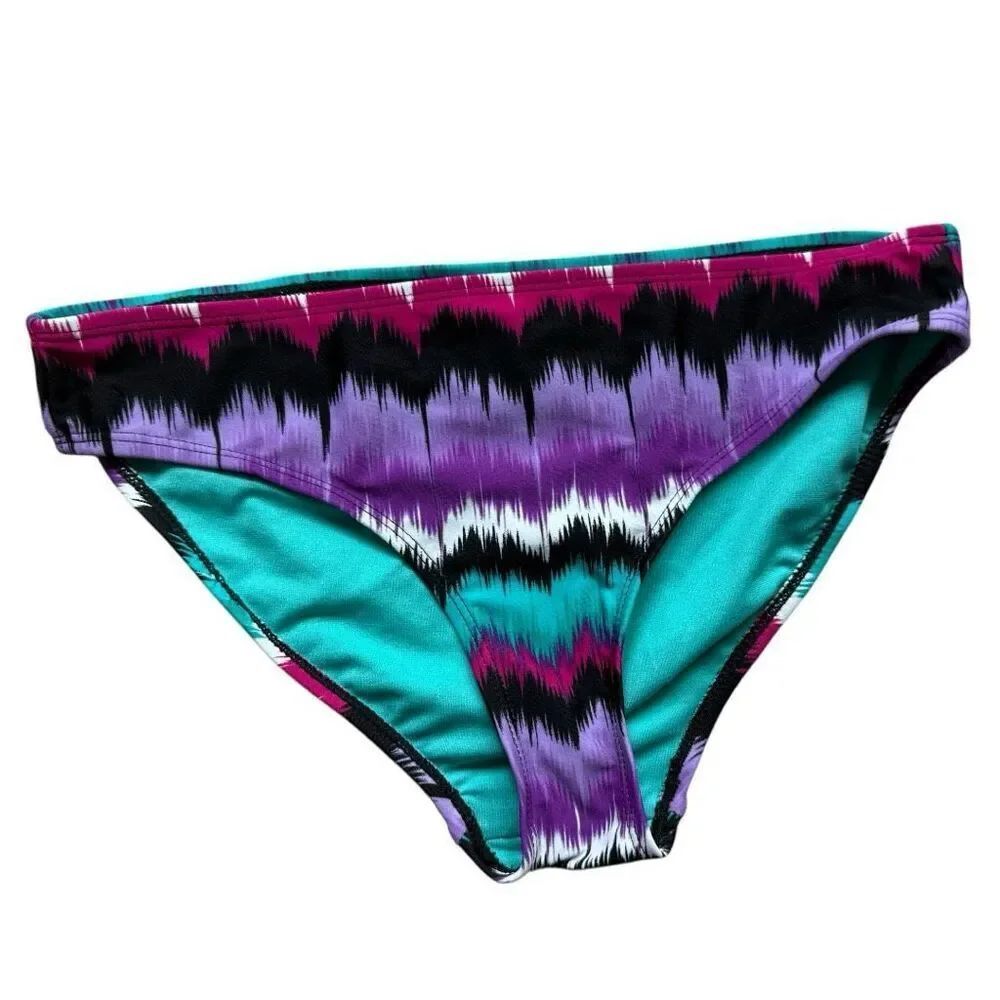 NWT Womens Catalina Purple Ombre Stripe Print Bikini Swim Bottoms - Sz S 4/6